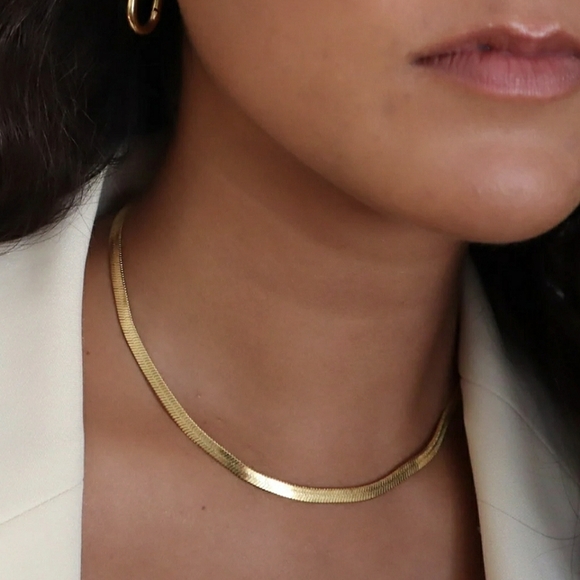 DANI•thegirl Jewelry - NEW 18K Gold Plated 5MM Flat Herringbone Snake Chain Necklace